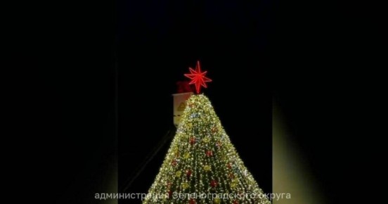 На верхушку новогодней ёлки в Зеленоградске установили Вифлеемскую звезду (видео)